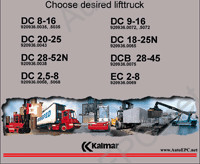 Kalmar Lift Truck          Kalmar () DC 8-16, DC 20-25, DC 28-52N,DC 2.5-8,DC 9-16,DC 18-25N,DCB 28-45,EC 2-8